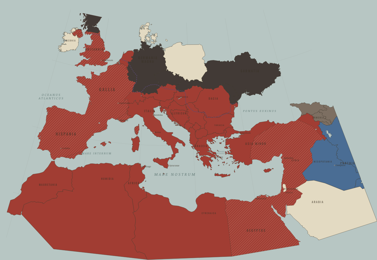 Map of the Roman world in AD 271: An empire in three pieces