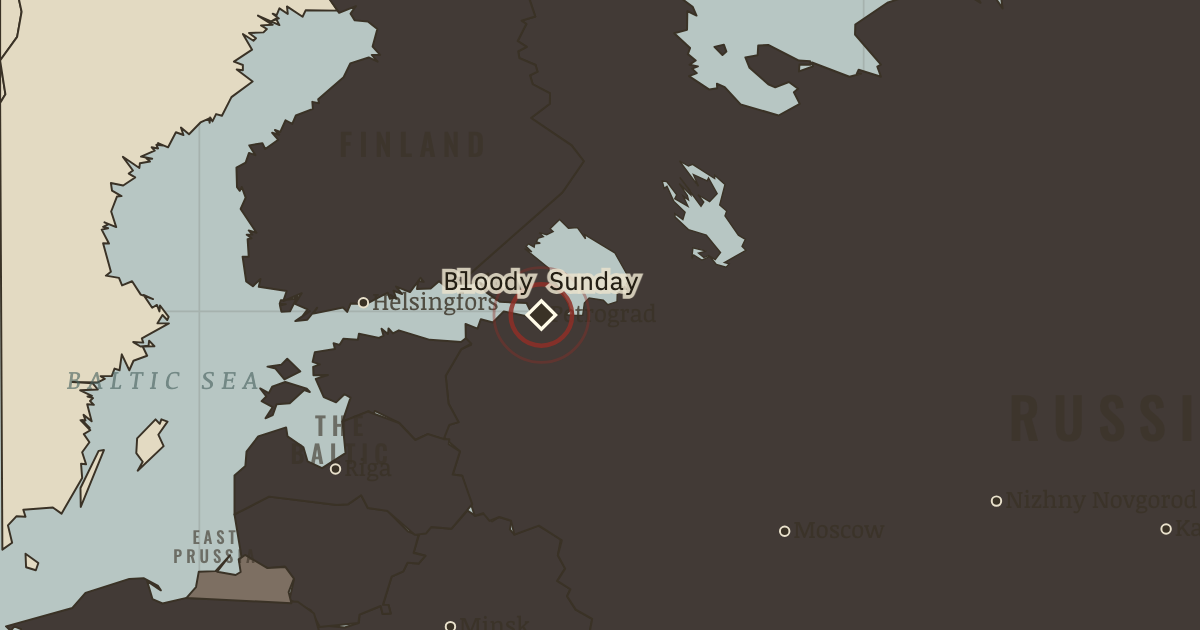 Map showing Bloody Sunday — The Russian Revolution, 1905–1924