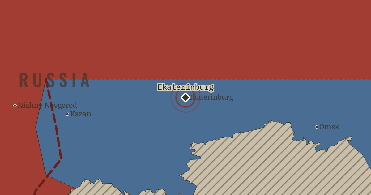 Map showing Ekaterinburg — The Russian Revolution, 1905–1924