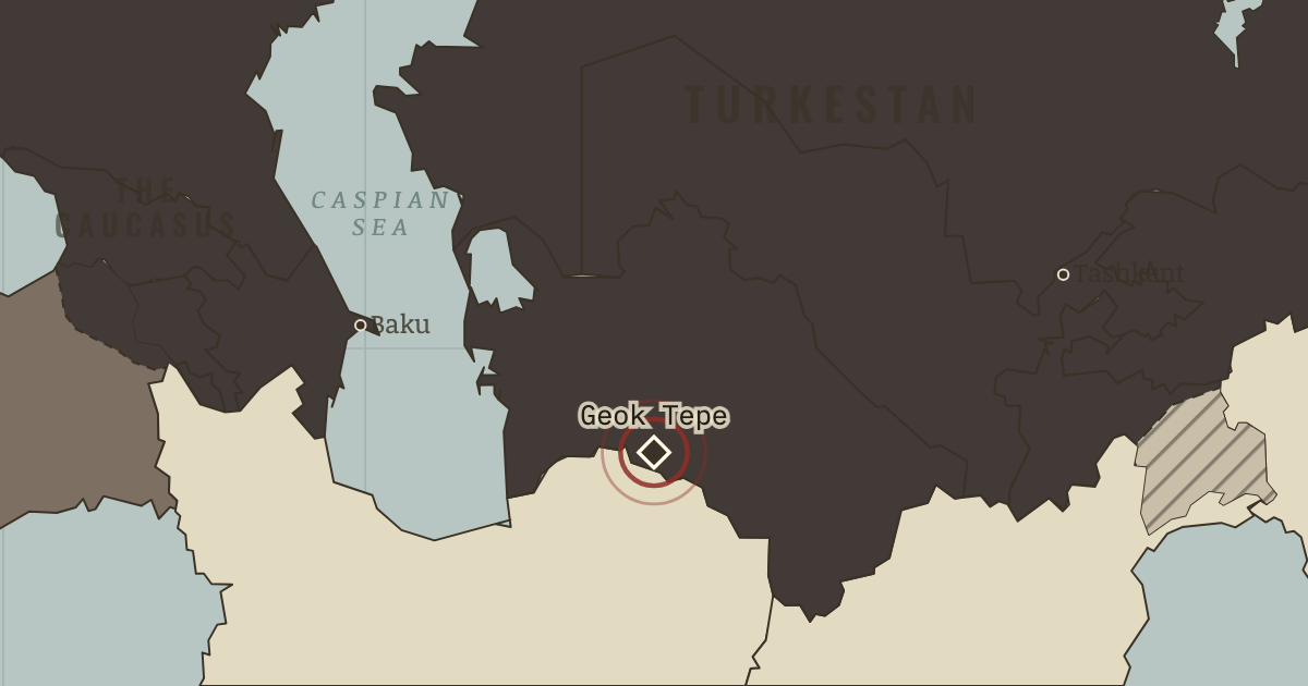 Map showing Siege of Geok Tepe (1881), site of memory in The Russian Revolution, 1855–1924