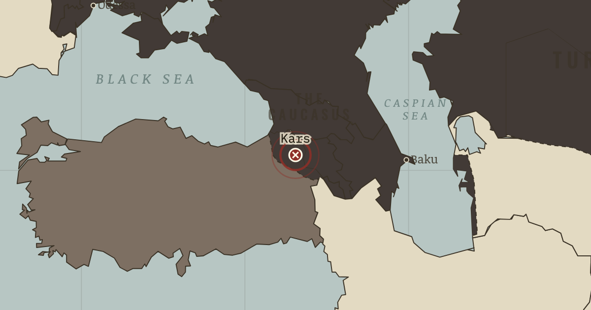 Map showing Battle of Kars (1877), battle site in The Russian Revolution, 1855–1924