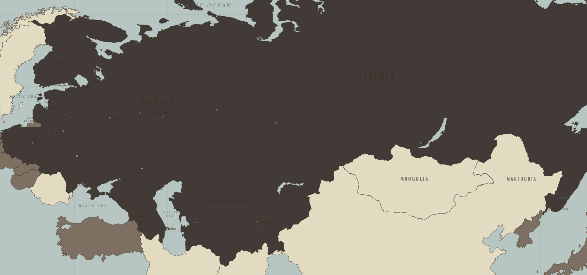 Map of revolutionary Russia in DEC 1905: The rising put down