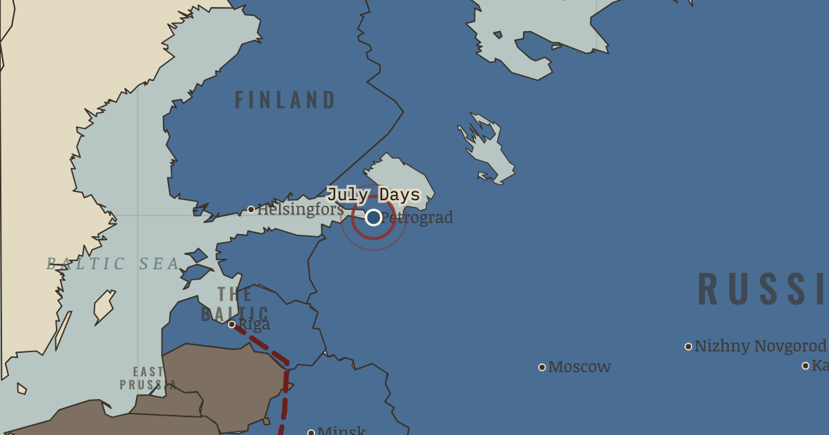 Map showing The July Days — The Russian Revolution, 1905–1924