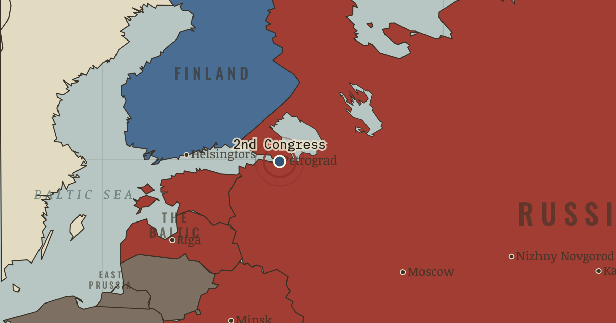 Map showing The Second Congress — The Russian Revolution, 1905–1924