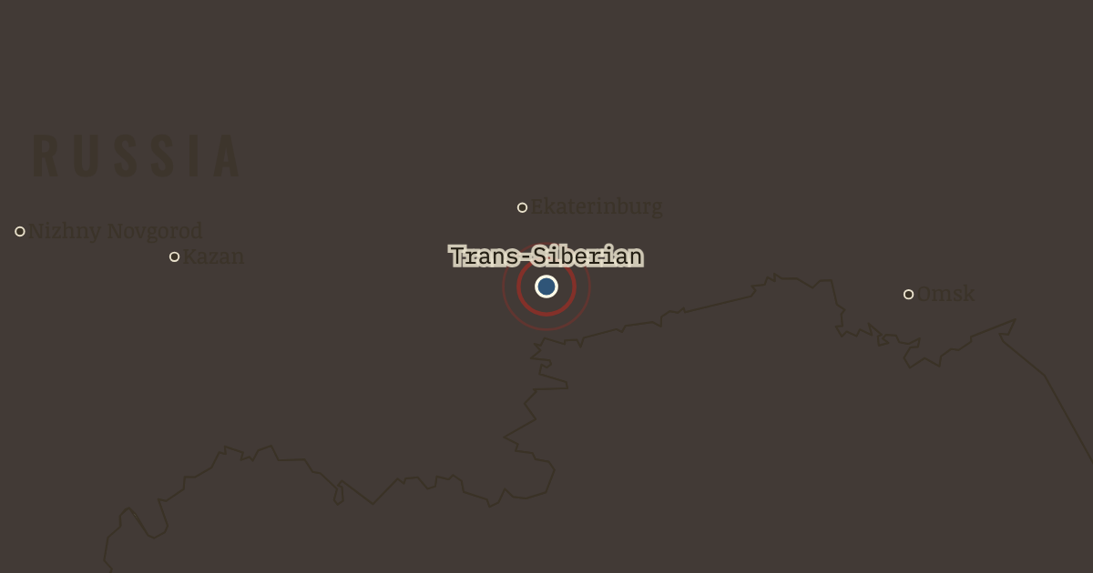 Map showing Building of the Trans-Siberian Railway (1891–92), turning point in The Russian Revolution, 1855–1924