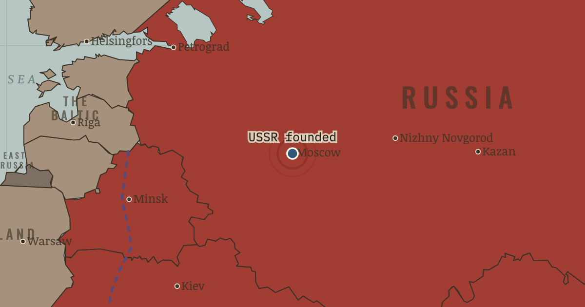 Map showing The USSR is founded — The Russian Revolution, 1905–1924