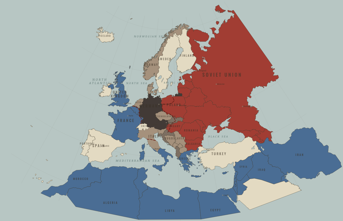 Map of Europe in WW2 in JAN 1945: The final winter