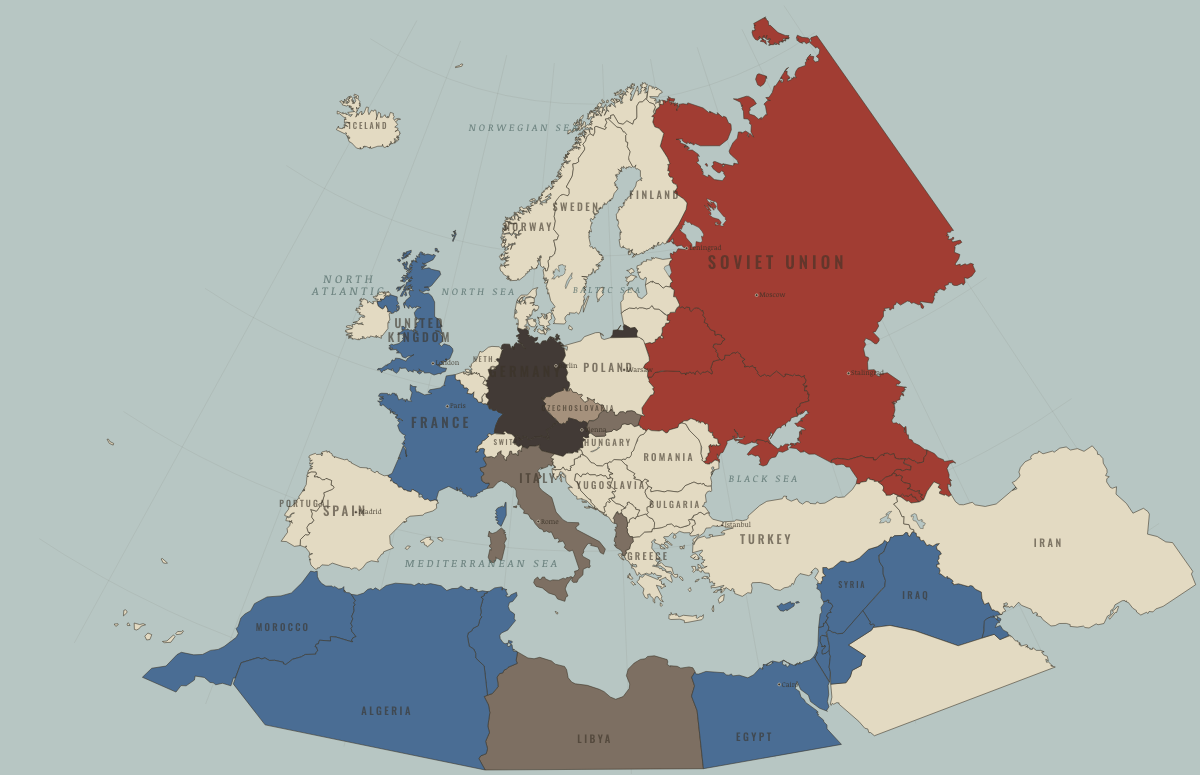 Map of Europe in WW2 in MAR 1939: Munich betrayed