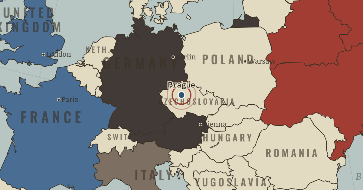 Map showing Occupation of Prague — The War Room — WW2, 1936–1945