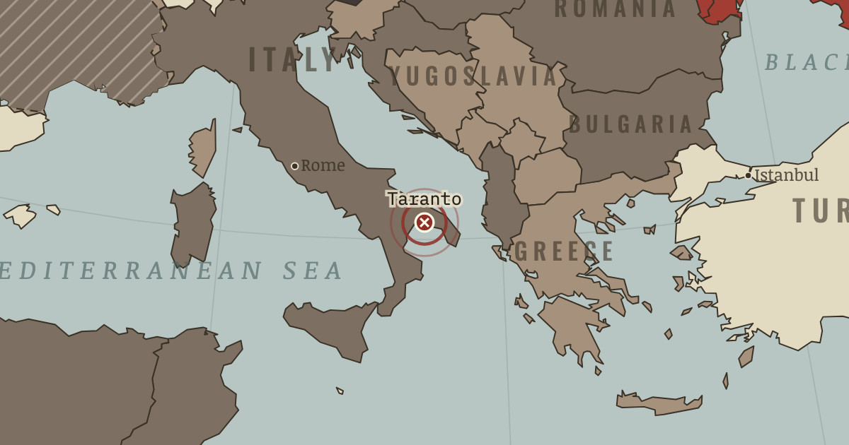 Map showing Raid on Taranto — The War Room — WW2, 1936–1945