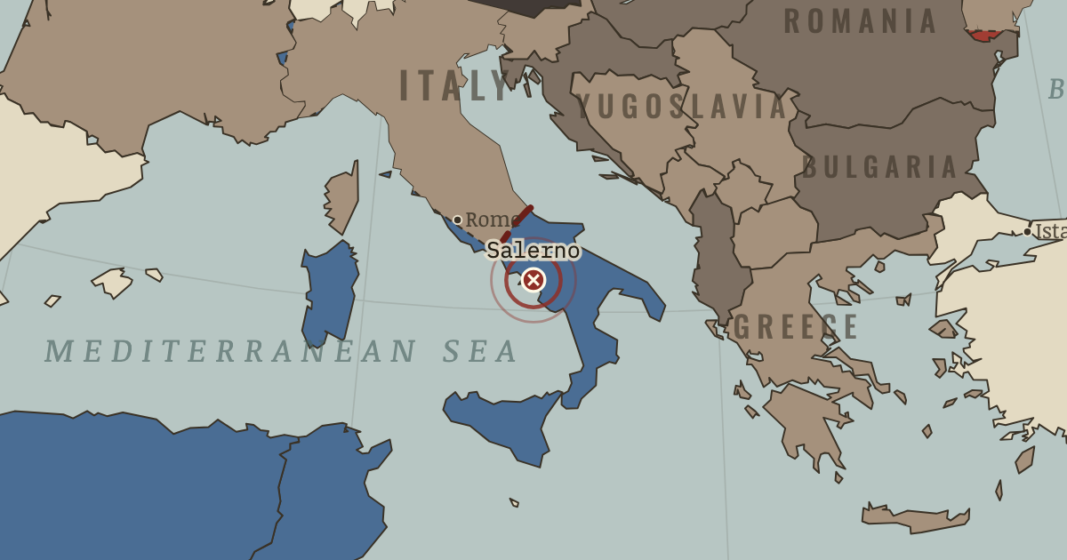 Map showing Salerno — The War Room — WW2, 1936–1945